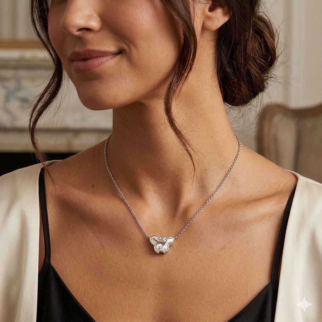 GIA-Certified 4.08ctw Butterfly Cut Diamond Pendant Necklace