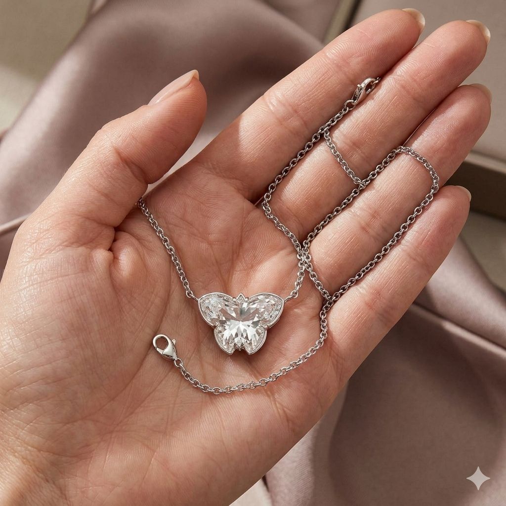 GIA-Certified 4.08ctw Butterfly Cut Diamond Pendant Necklace