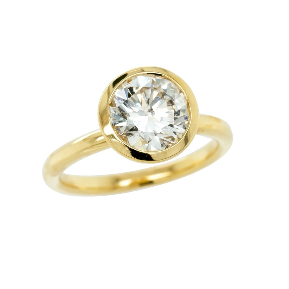 Mon Petit Coeur Bezel Solitaire Engagement Ring Setting in 18K Yellow Gold