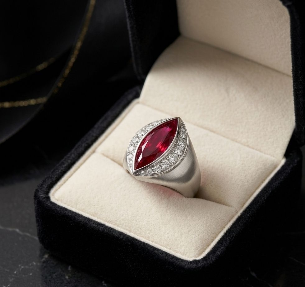 2.09 Ct. Ruby and Natural Diamond Accent Stones Ring