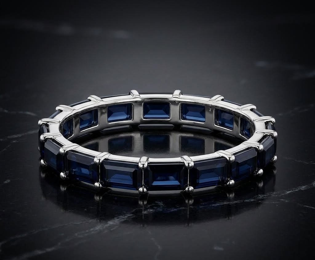 2.42ctw Blue Sapphire Step-Cut Eternity Band