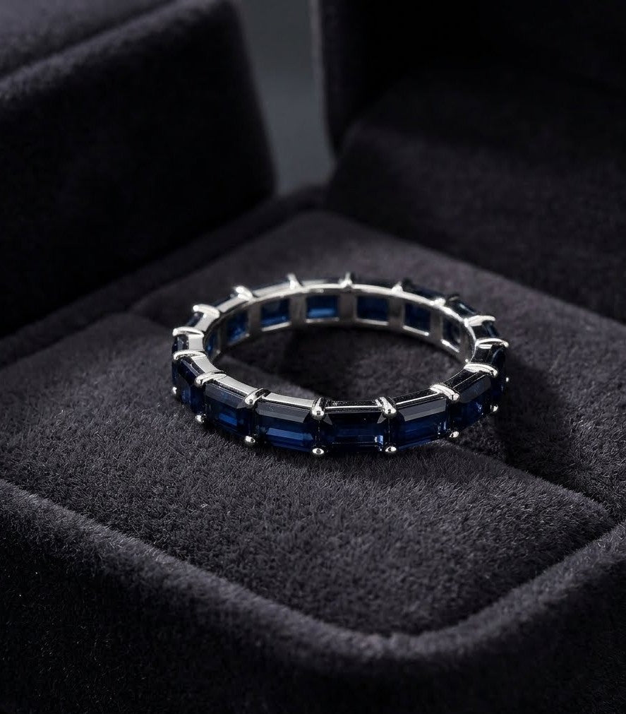 2.42ctw Blue Sapphire Step-Cut Eternity Band