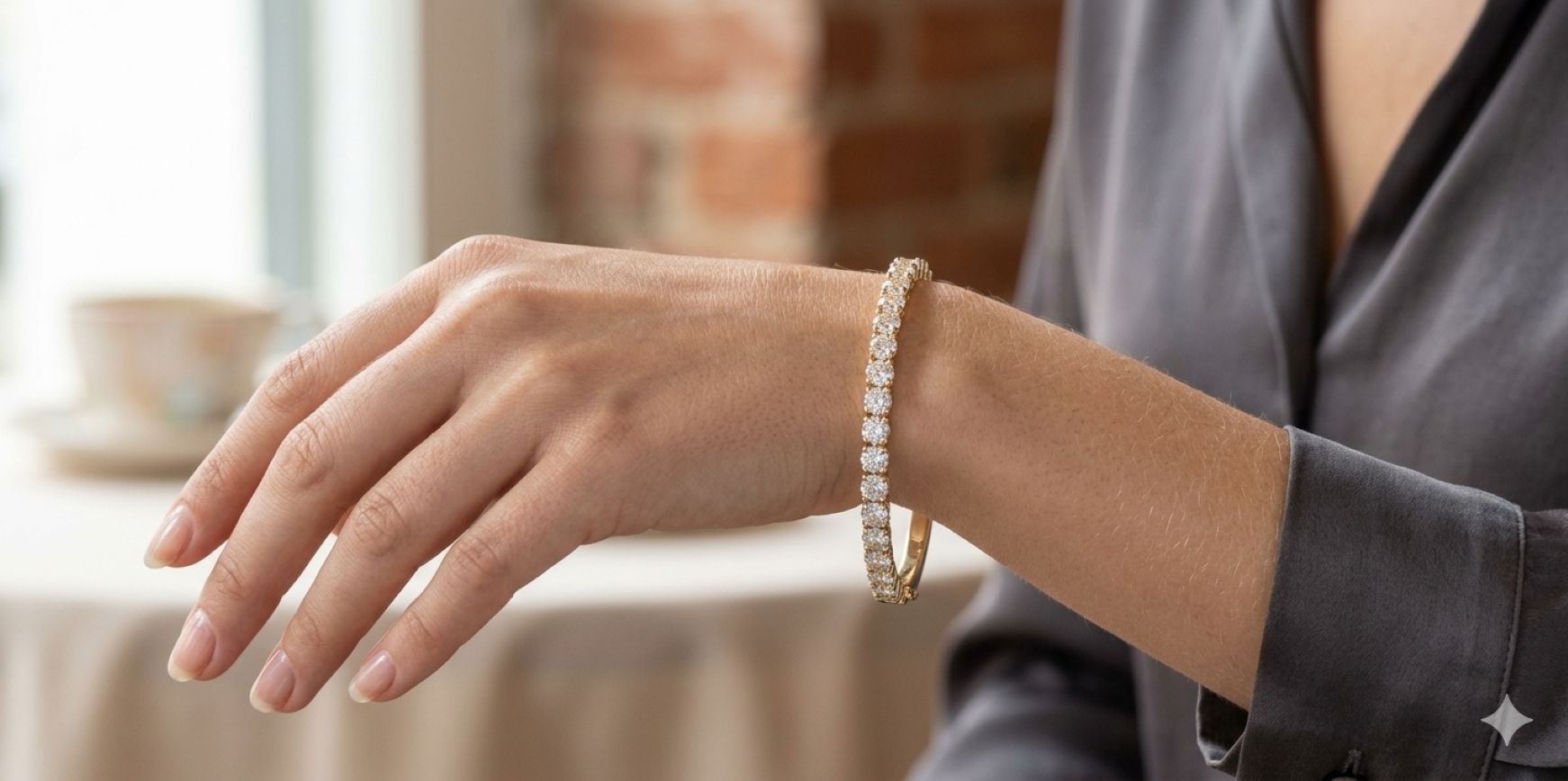 4.02ctw Half-Set Round Diamond Tennis-Style Bangle