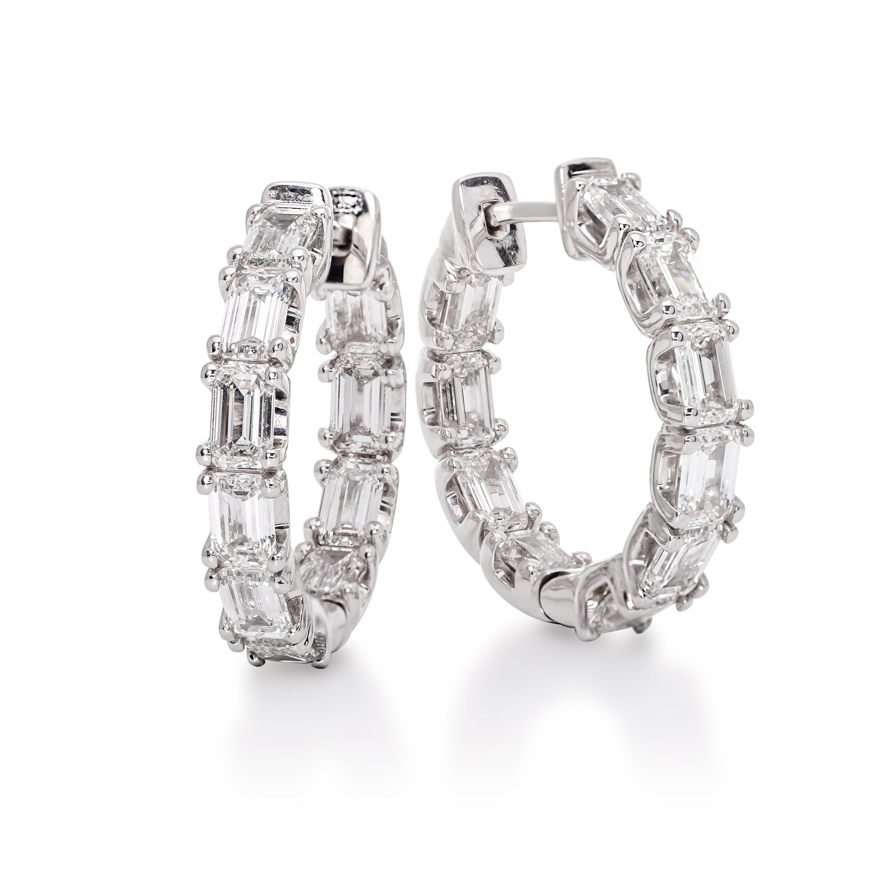 GIA-Certified Emerald Cut Diamond Inside-Out Hoops