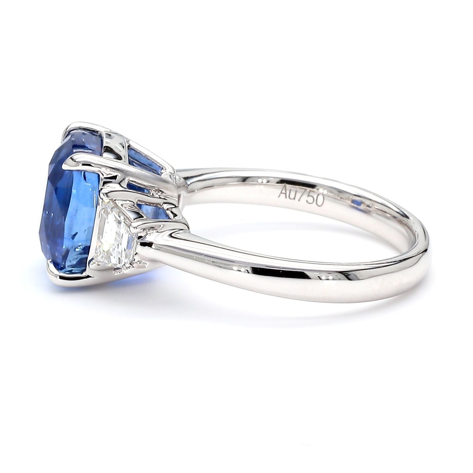 6.01 Carat No Heat Madagascar Sapphire & Diamond Three-Stone Ring AGL Certified