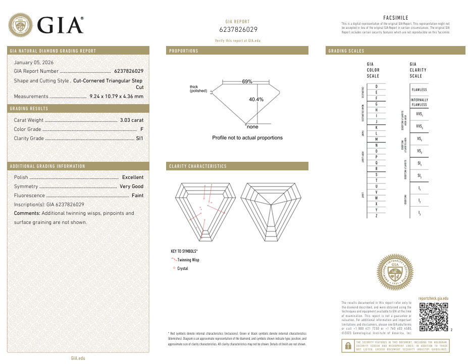 GIA-Certified 3.03 Carat Triangular Diamond Pendant Necklace