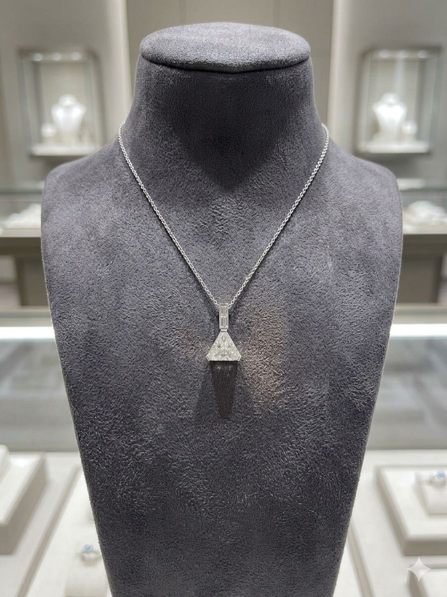 GIA-Certified 3.03 Carat Triangular Diamond Pendant Necklace
