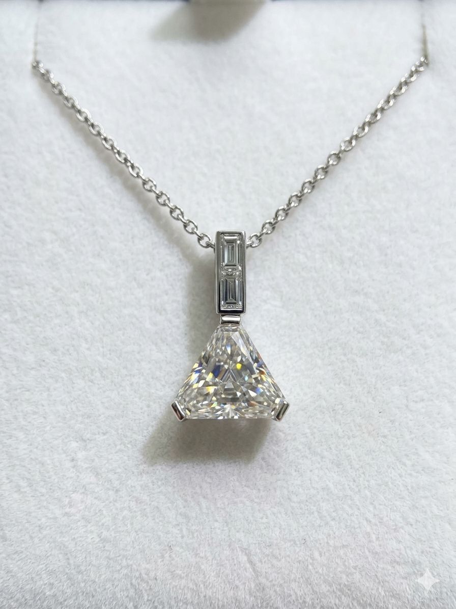GIA-Certified 3.03 Carat Triangular Diamond Pendant Necklace
