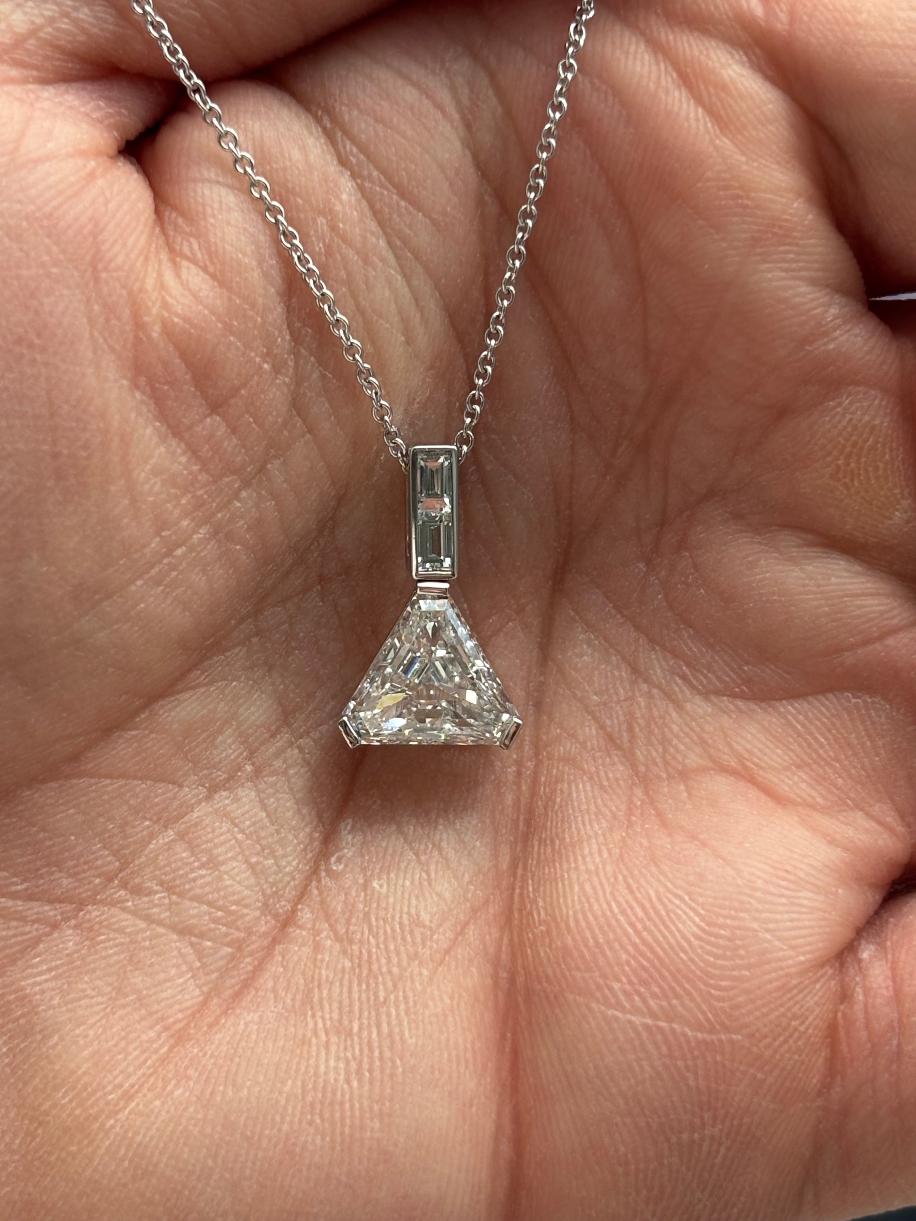 GIA-Certified 3.03 Carat Triangular Diamond Pendant Necklace