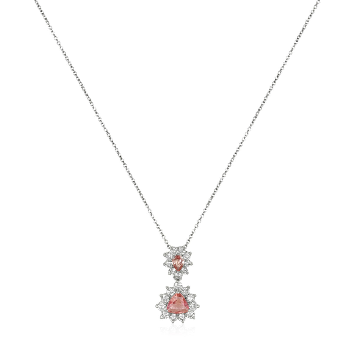 0.87 Ct. Padparadscha Sapphire and Natural Diamond Pave Pendant