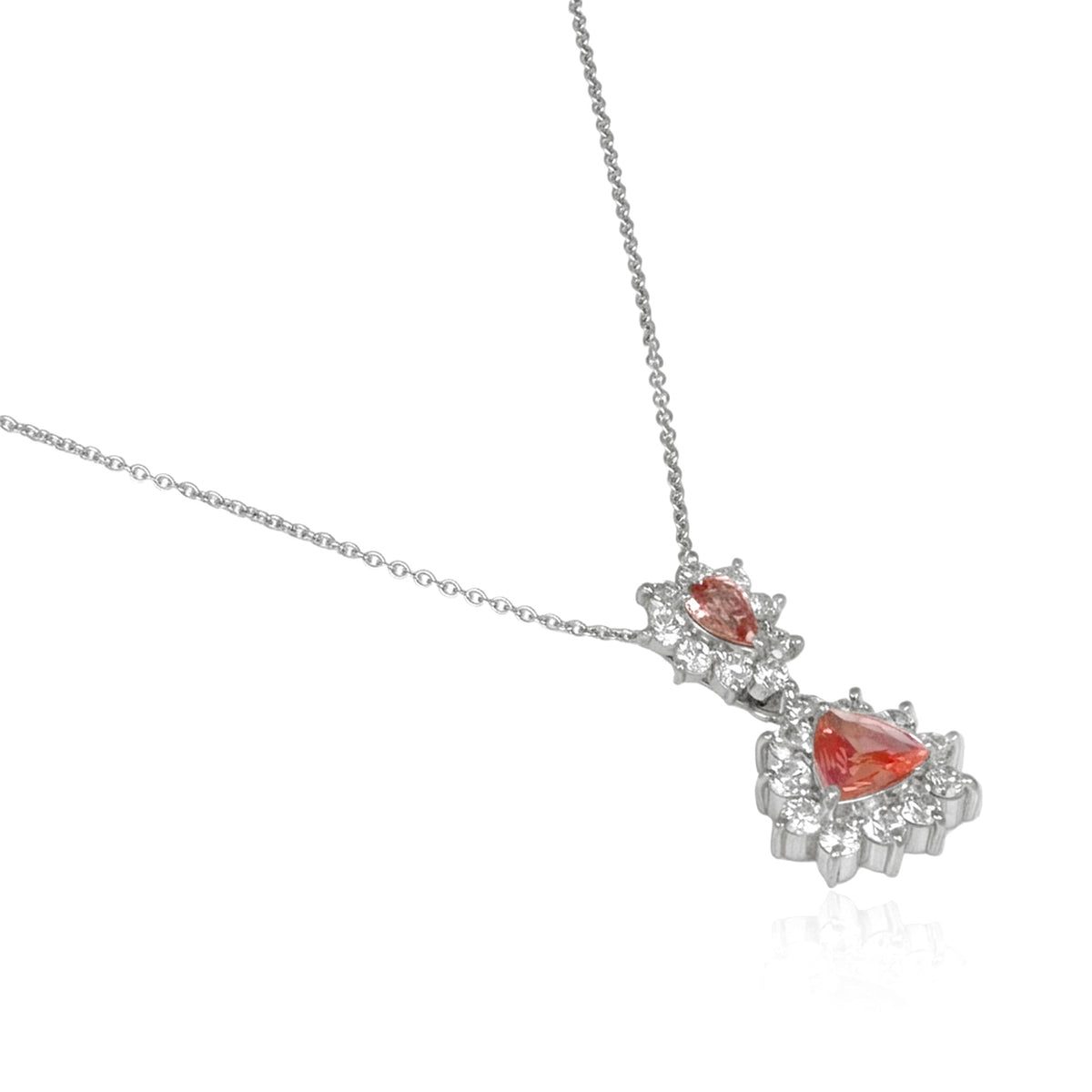 0.87 Ct. Padparadscha Sapphire and Natural Diamond Pave Pendant