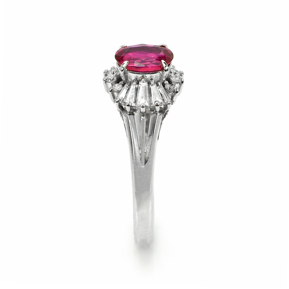 1.01 Ct. Purplish Red Ruby and Natural Diamond Halo Ring