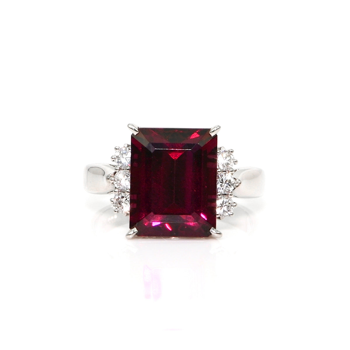 6.70 Ct. Red Garnet and Natural Diamond Pave Ring