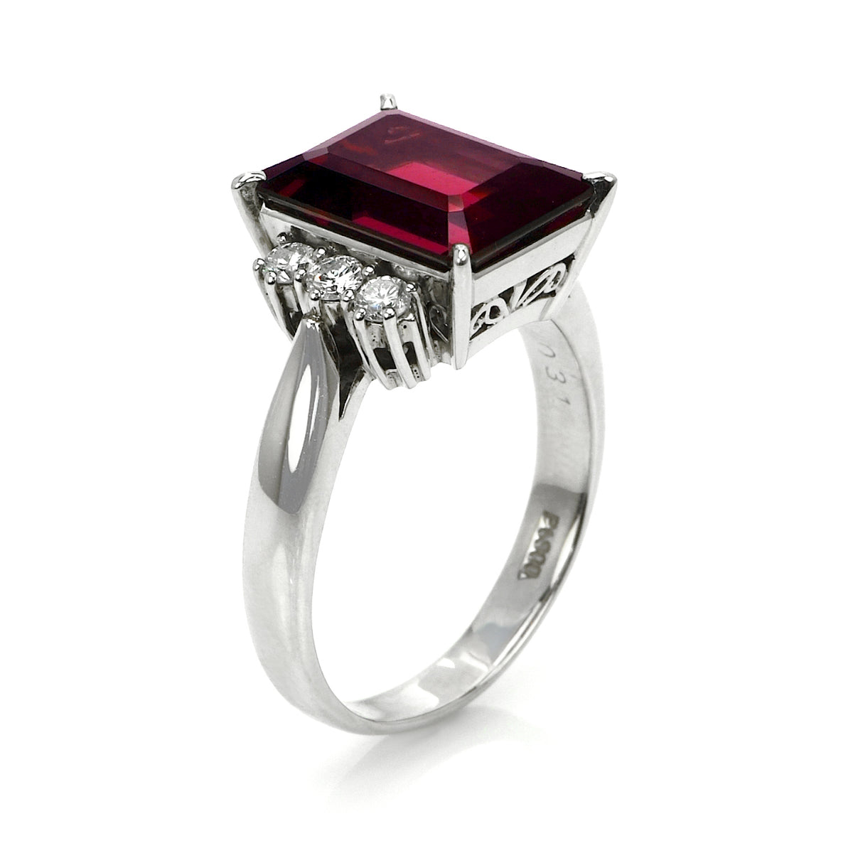 6.70 Ct. Red Garnet and Natural Diamond Pave Ring