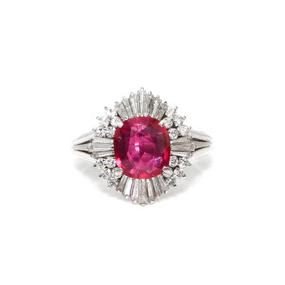 1.27 Ct. Ruby and Natural Diamond Antique Style Ring