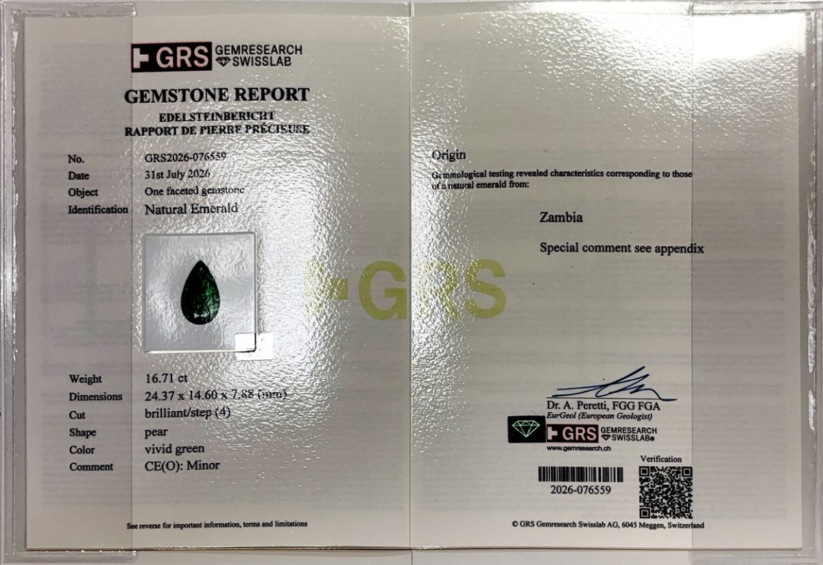 GRS & C. Dunaigre Certified 38.16 CTW Vivid Green Zambian Emerald Detachable Drop Earrings in 18K Yellow Gold