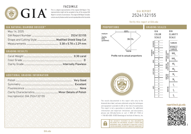 GIA-Certified Marquise and Shield Mixed-Cut 3 Stone Diamond Ring