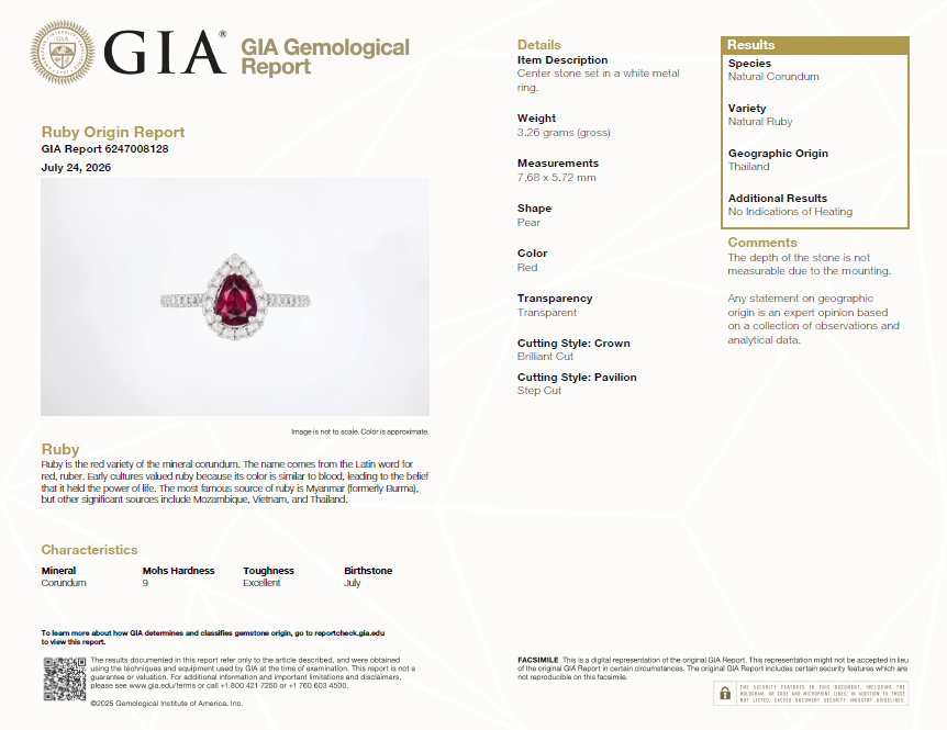 1.58 Carat Pear Shaped Ruby Diamond Halo Engagement Cocktail Ring 18K White Gold