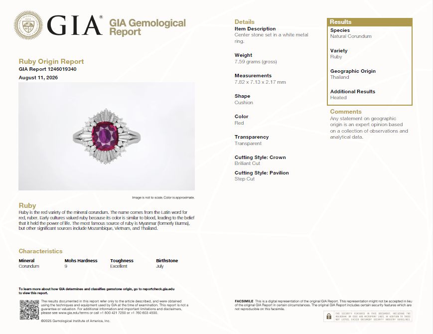 1.27 Ct. Ruby and Natural Diamond Antique Style Ring