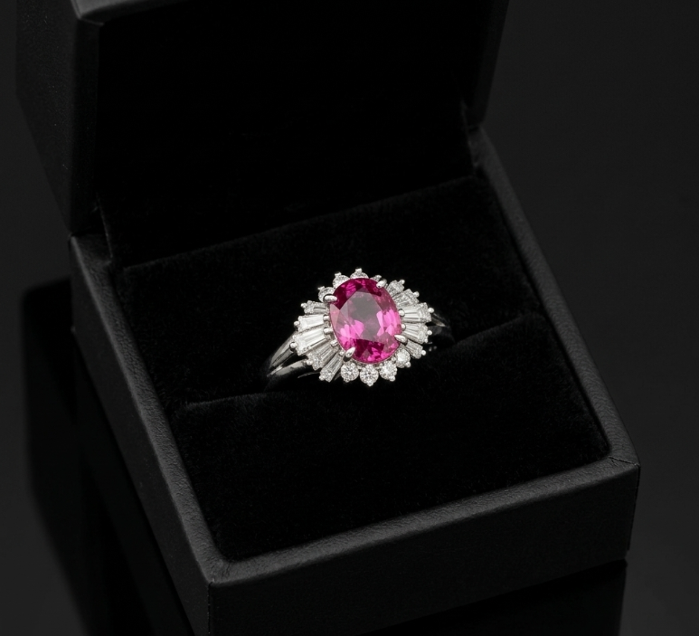 1.01 Ct. Purplish Red Ruby and Natural Diamond Halo Ring