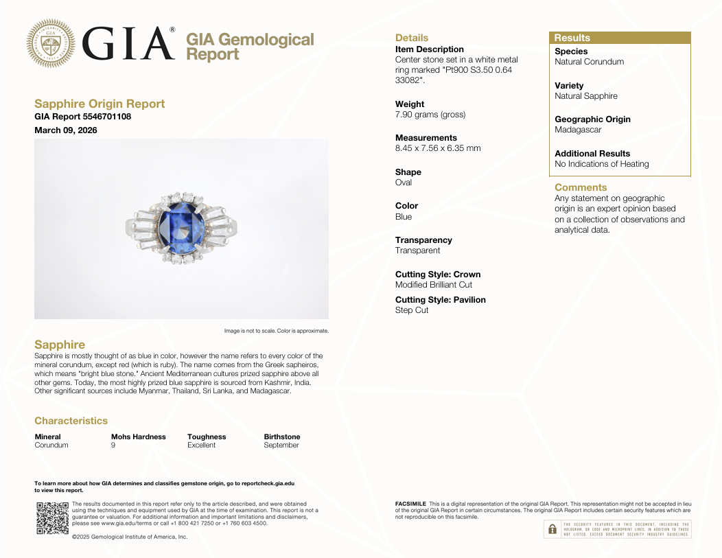 3.50 Ct. Blue Sapphire and Natural Diamond Antique Style Ring