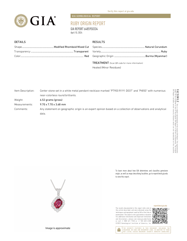 1.91 Ct. Ruby and Natural Diamond Pave Pendant