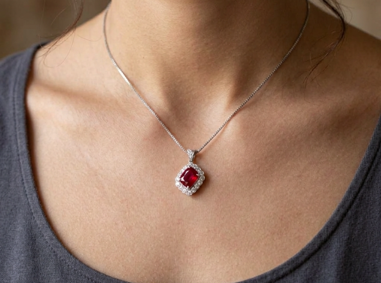 1.91 Ct. Ruby and Natural Diamond Pave Pendant