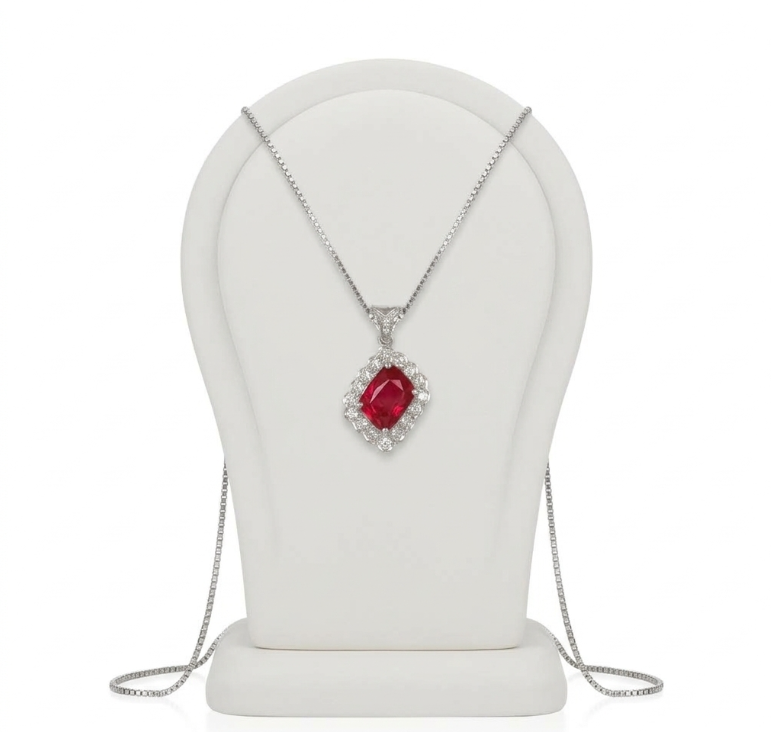 1.91 Ct. Ruby and Natural Diamond Pave Pendant