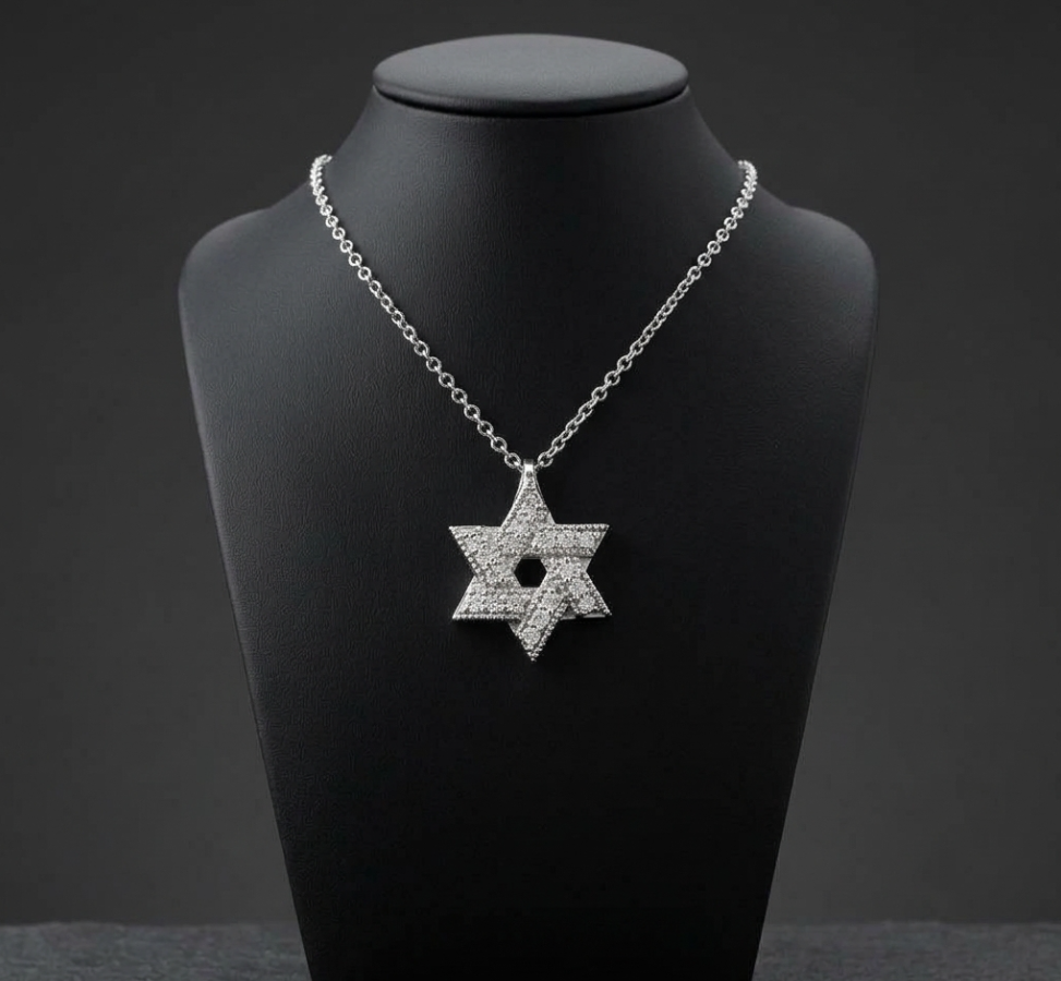 0.11ctw Diamond Star of David Pendant Necklace