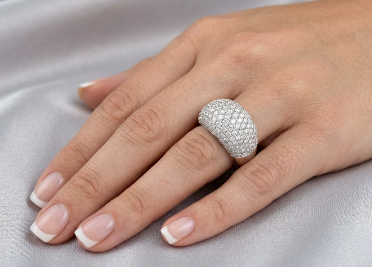 3.06ctw Pavé Diamond Domed Statement Ring