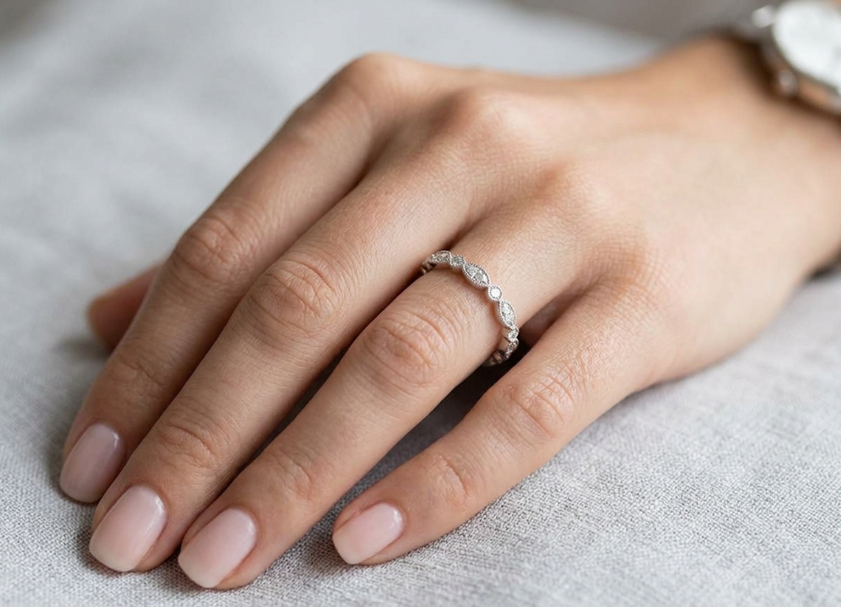 0.32ctw Petite Milgrain Bezel-Set Diamond Eternity Band