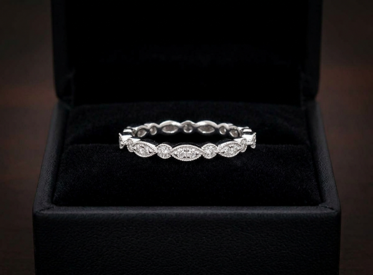 0.32ctw Petite Milgrain Bezel-Set Diamond Eternity Band