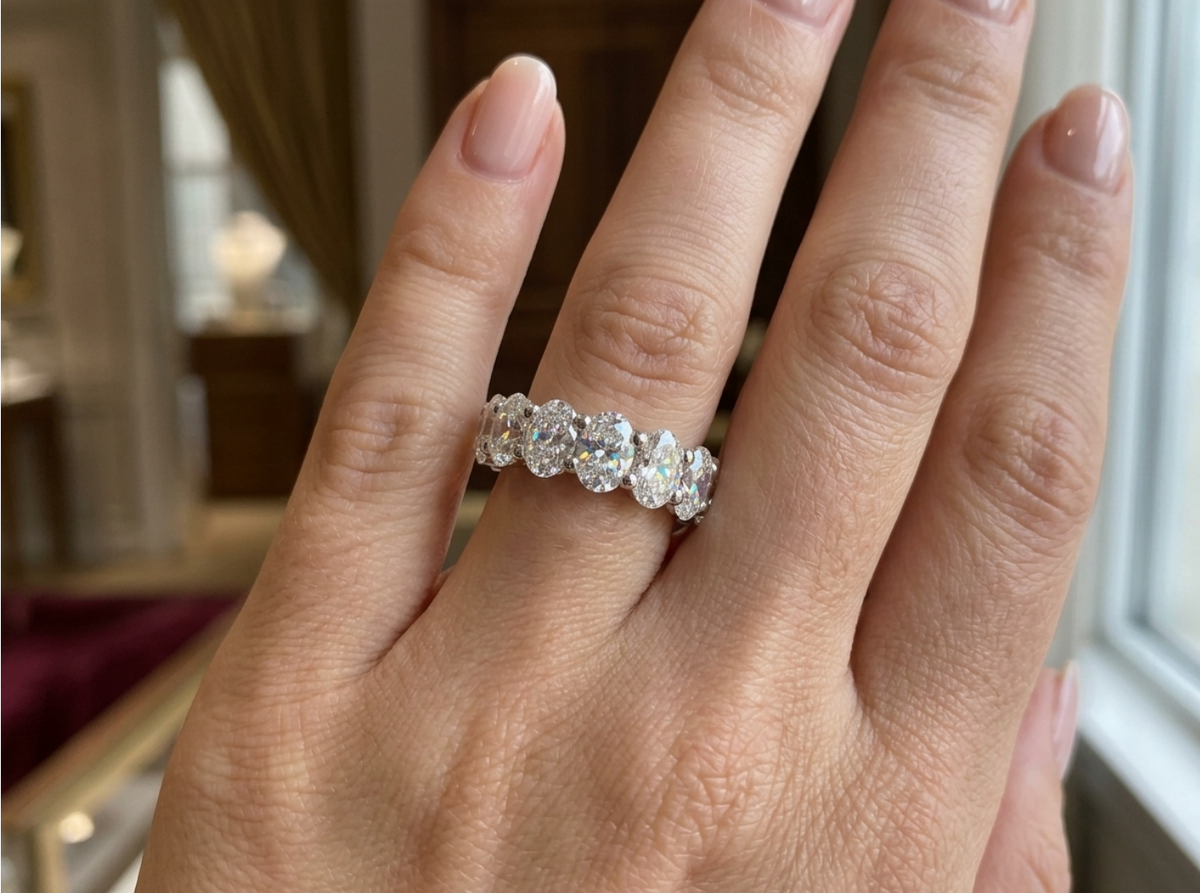 6.43ctw Oval Diamond Full Eternity Band
