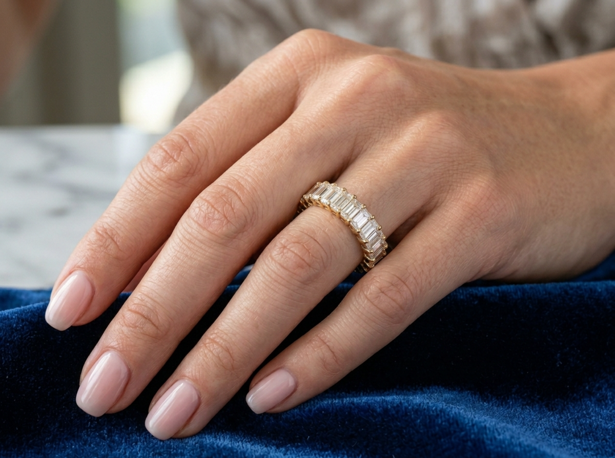 4.08ctw Emerald Cut Diamond Eternity Band