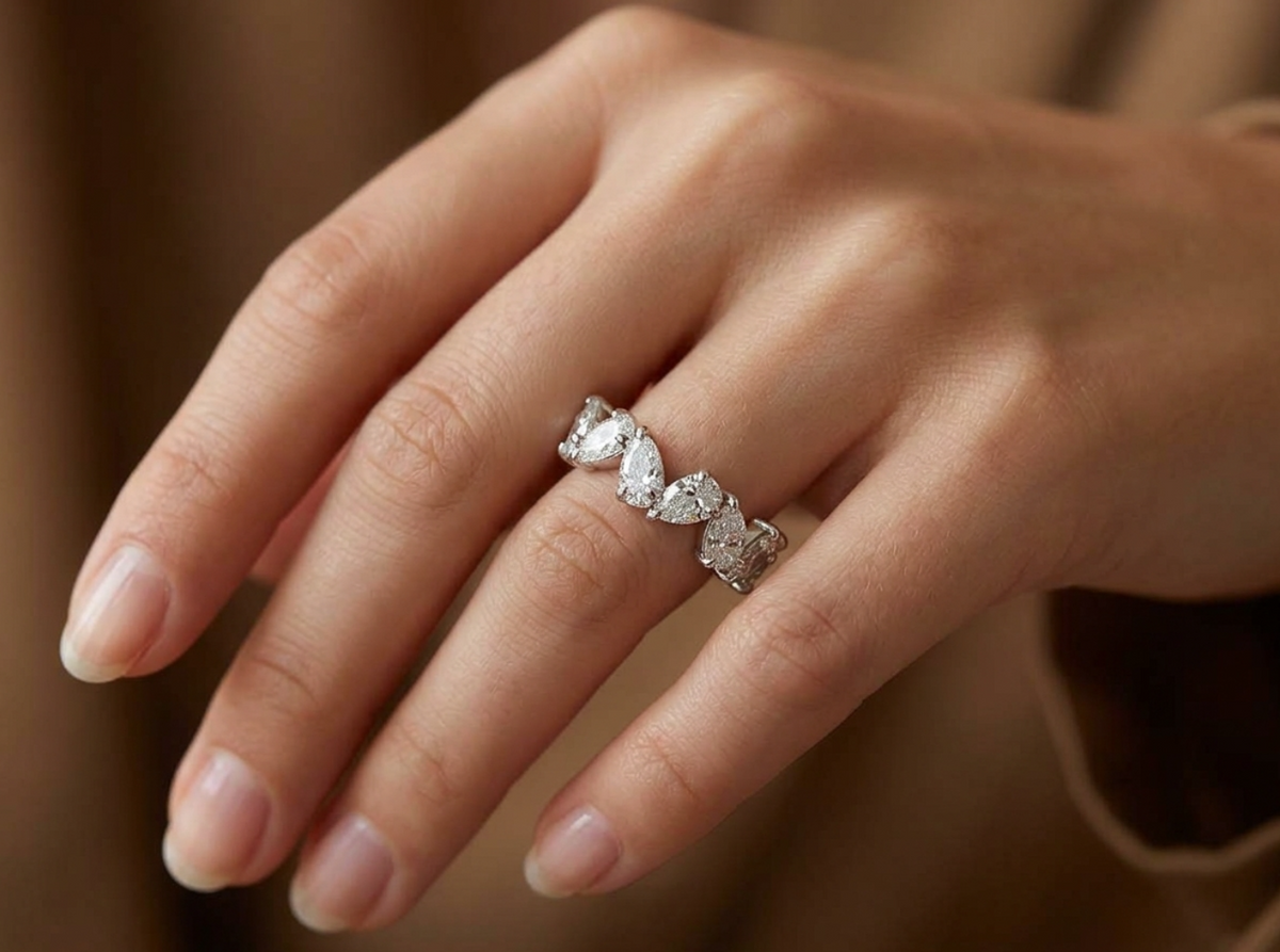4.27ctw GIA Pear-Shape Diamond Full Eternity Band
