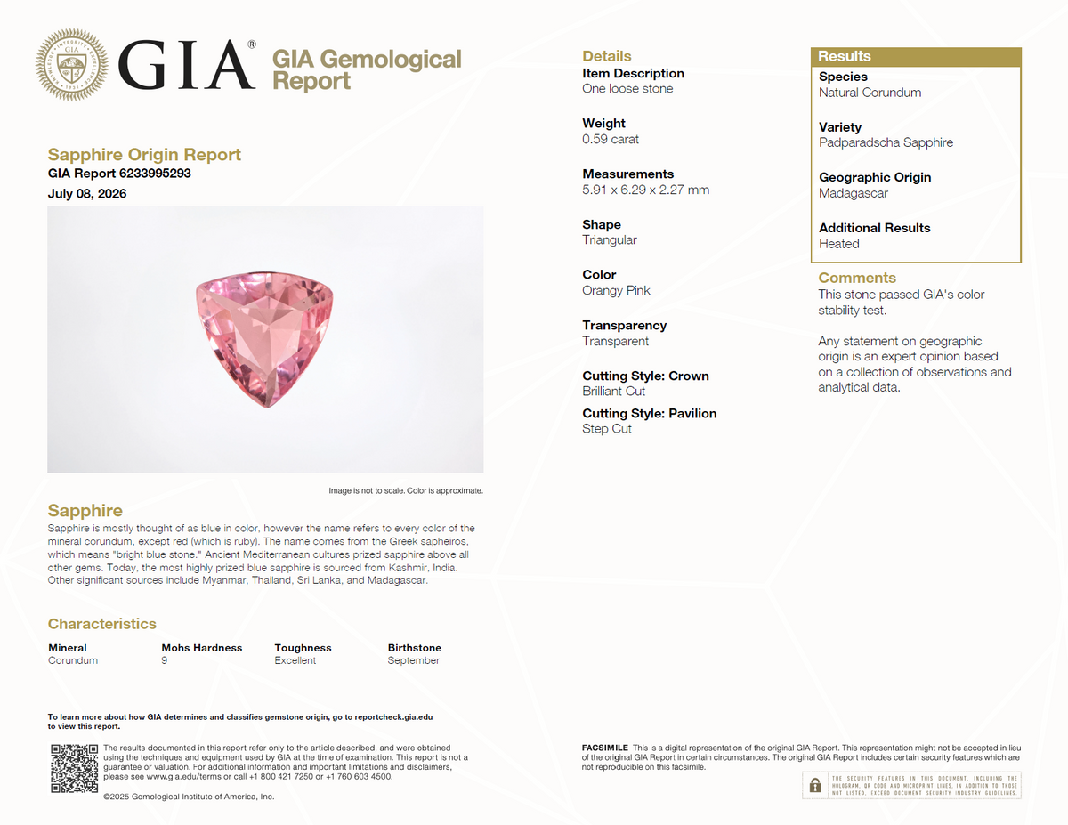 0.87 Ct. Padparadscha Sapphire and Natural Diamond Pave Pendant