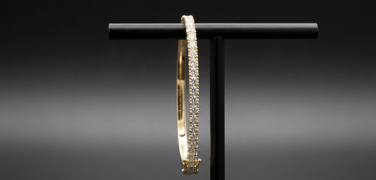 4.02ctw Half-Set Round Diamond Tennis-Style Bangle