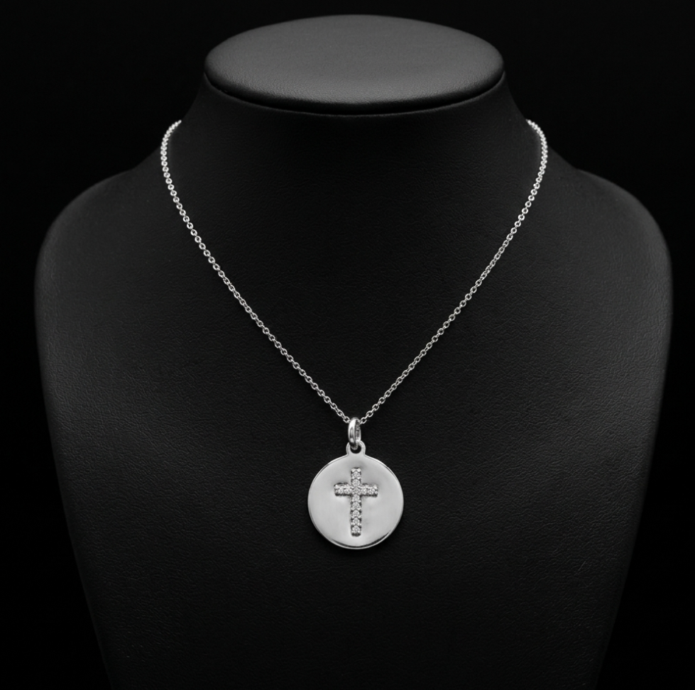 0.12ctw Diamond Cross Medallion Pendant Necklace