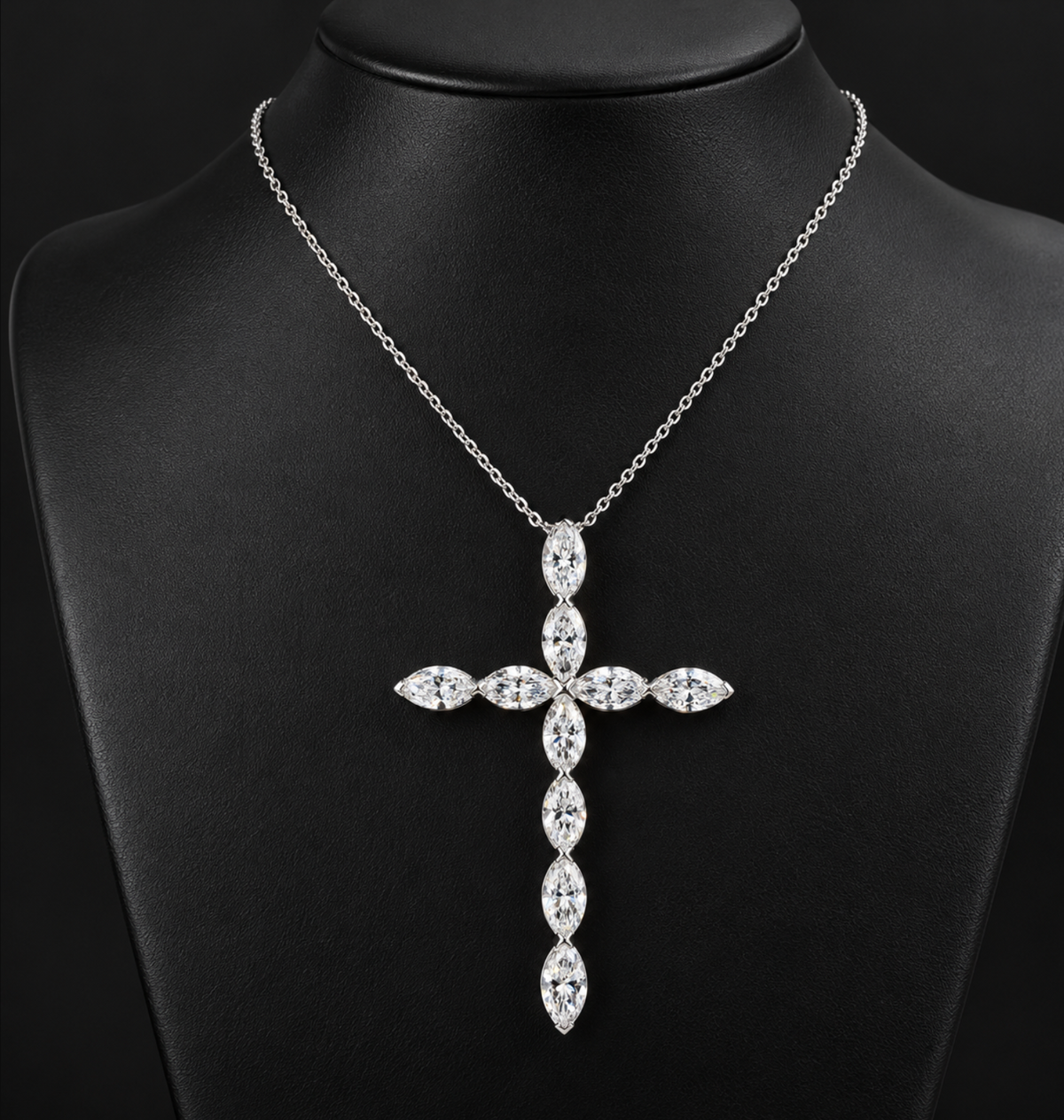 3.02ctw GIA Marquise Diamond Cross Necklace