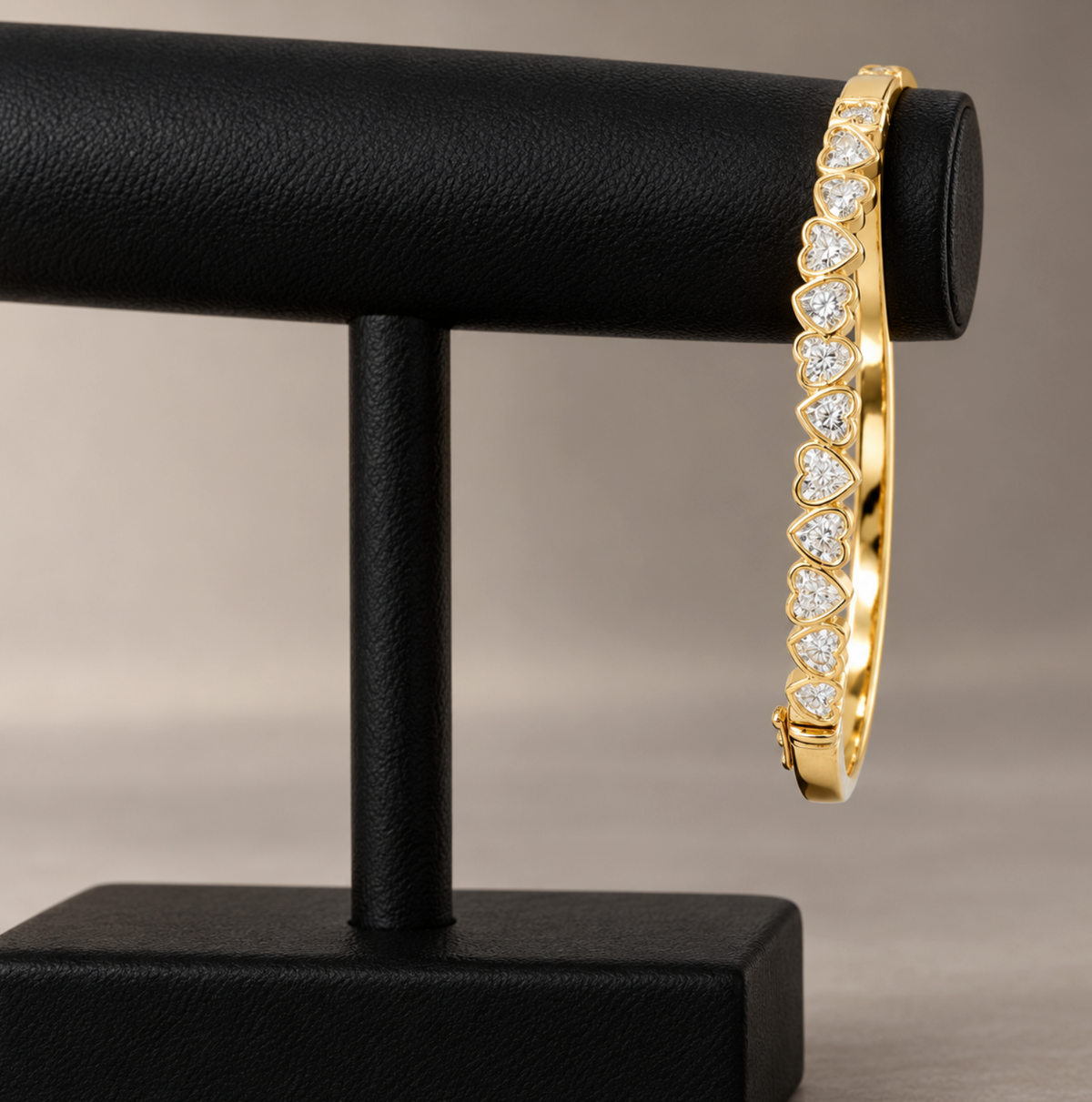 2.38ctw Heart Shaped Diamond Bezel Set Bangle