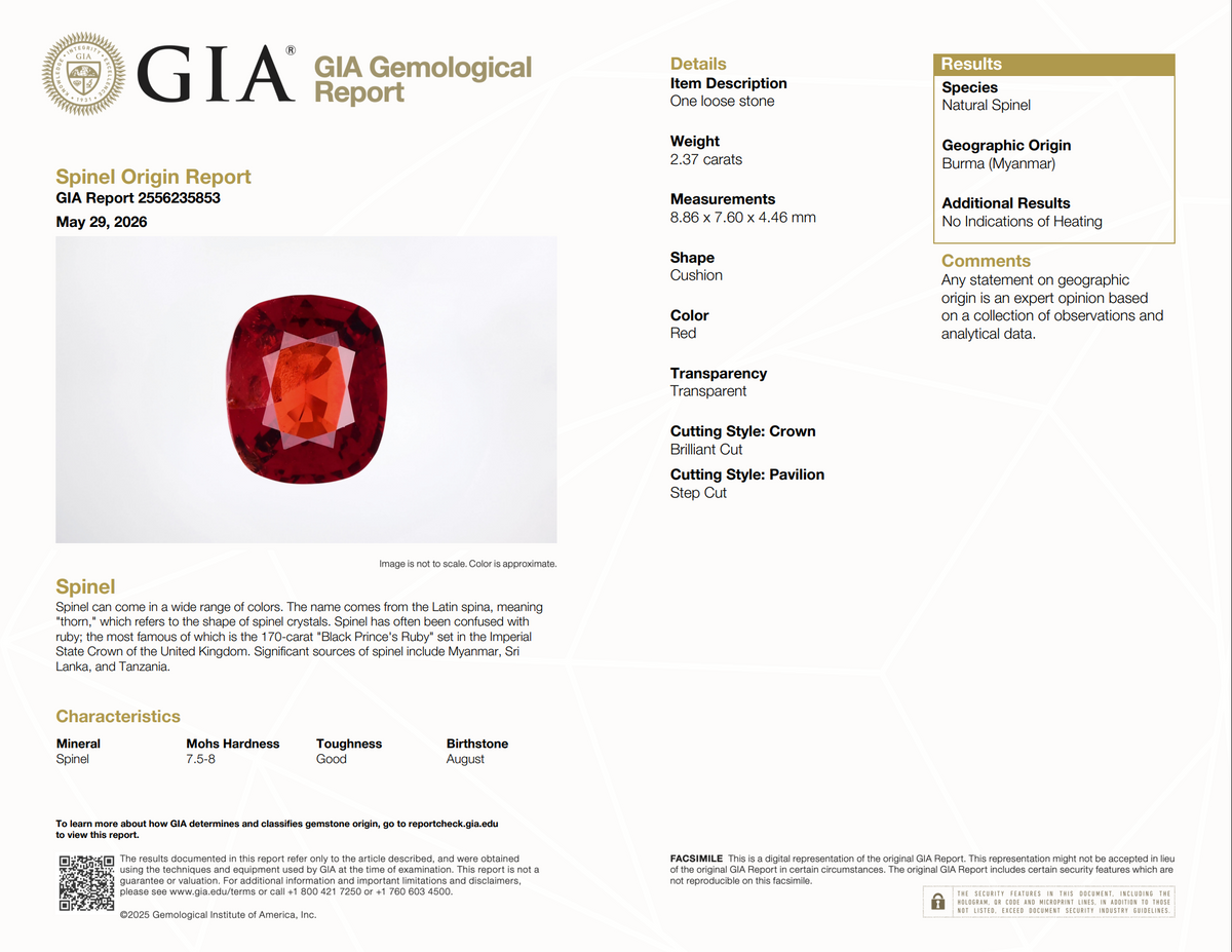 2.37 Carat Unheated Burma Red Spinel and Diamond Cluster Halo Ring in Platinum, detail