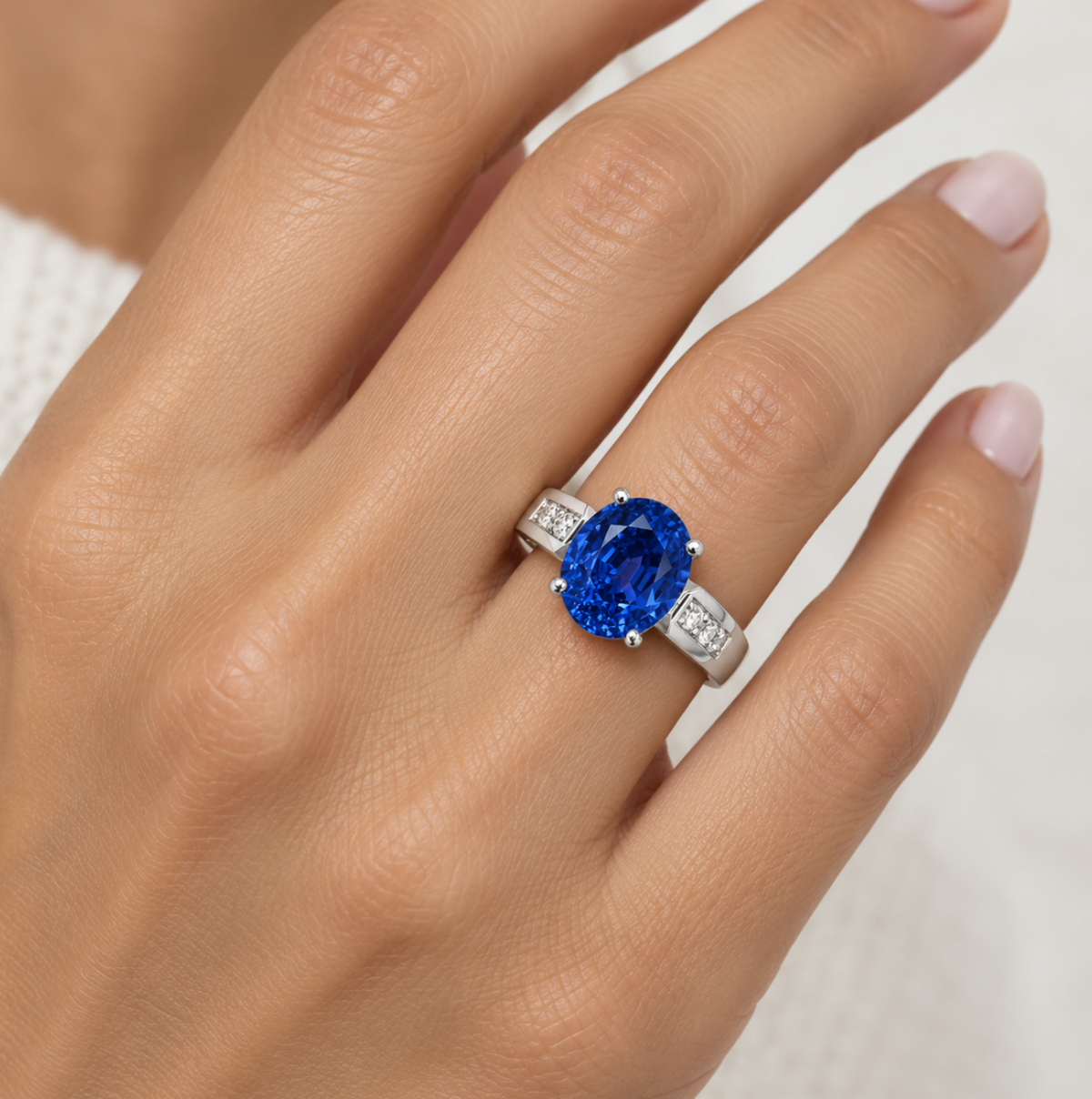 9.19 Carat No Heat Ceylon Blue Sapphire and Diamond Ring in Platinum