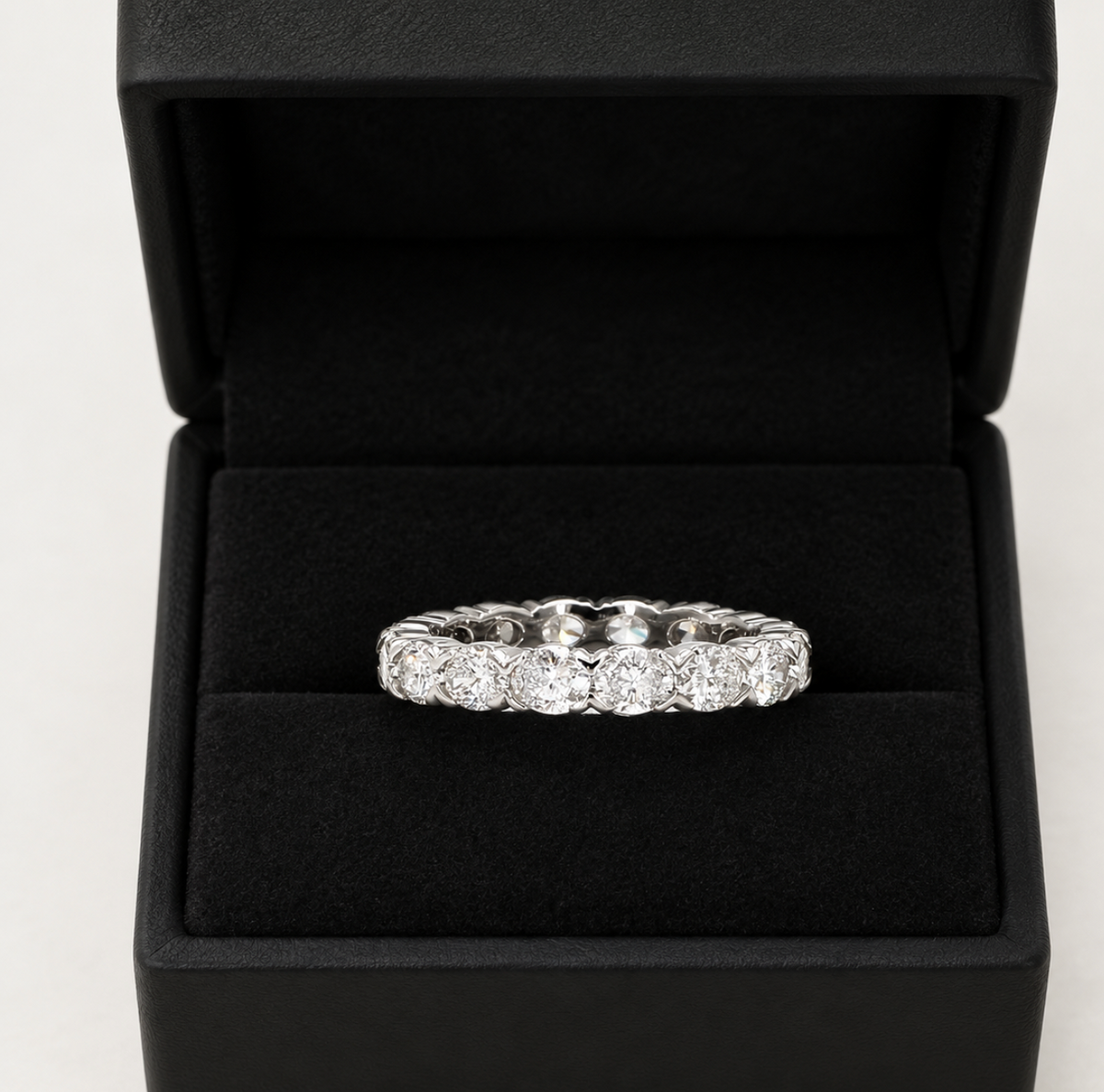 Platinum eternity band with oval diamonds totaling 2.23 carats, additional product view