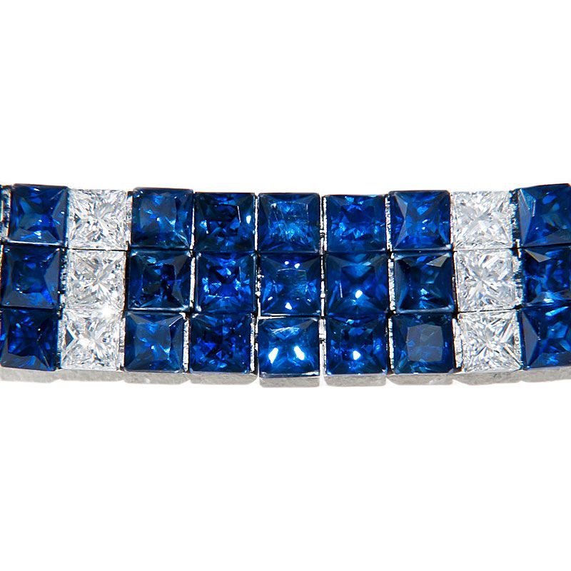 Sapphire and Diamond Invisible Set Bracelet