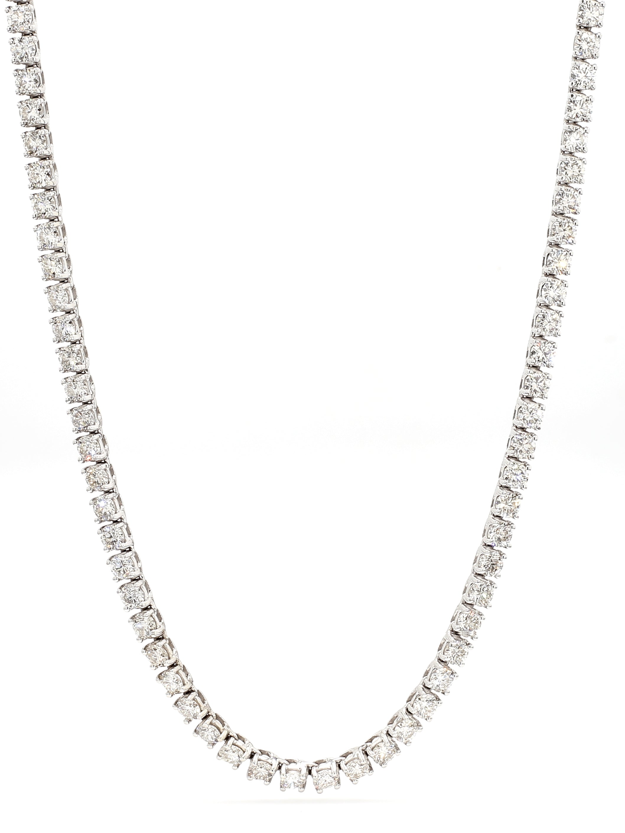 Straightline Diamond Tennis Necklace In White Gold