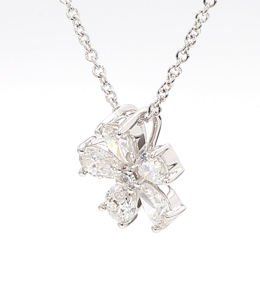 Flower Diamond Pendant in White Gold 0.96 Carats