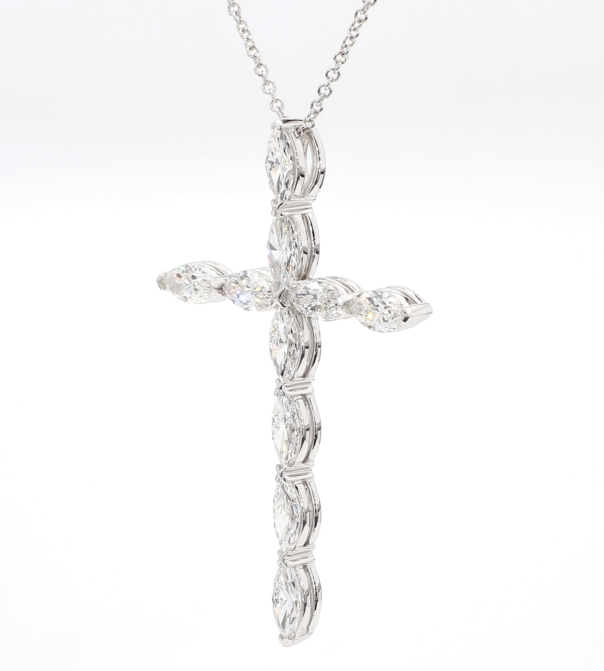 3.02ctw GIA Marquise Diamond Cross Necklace