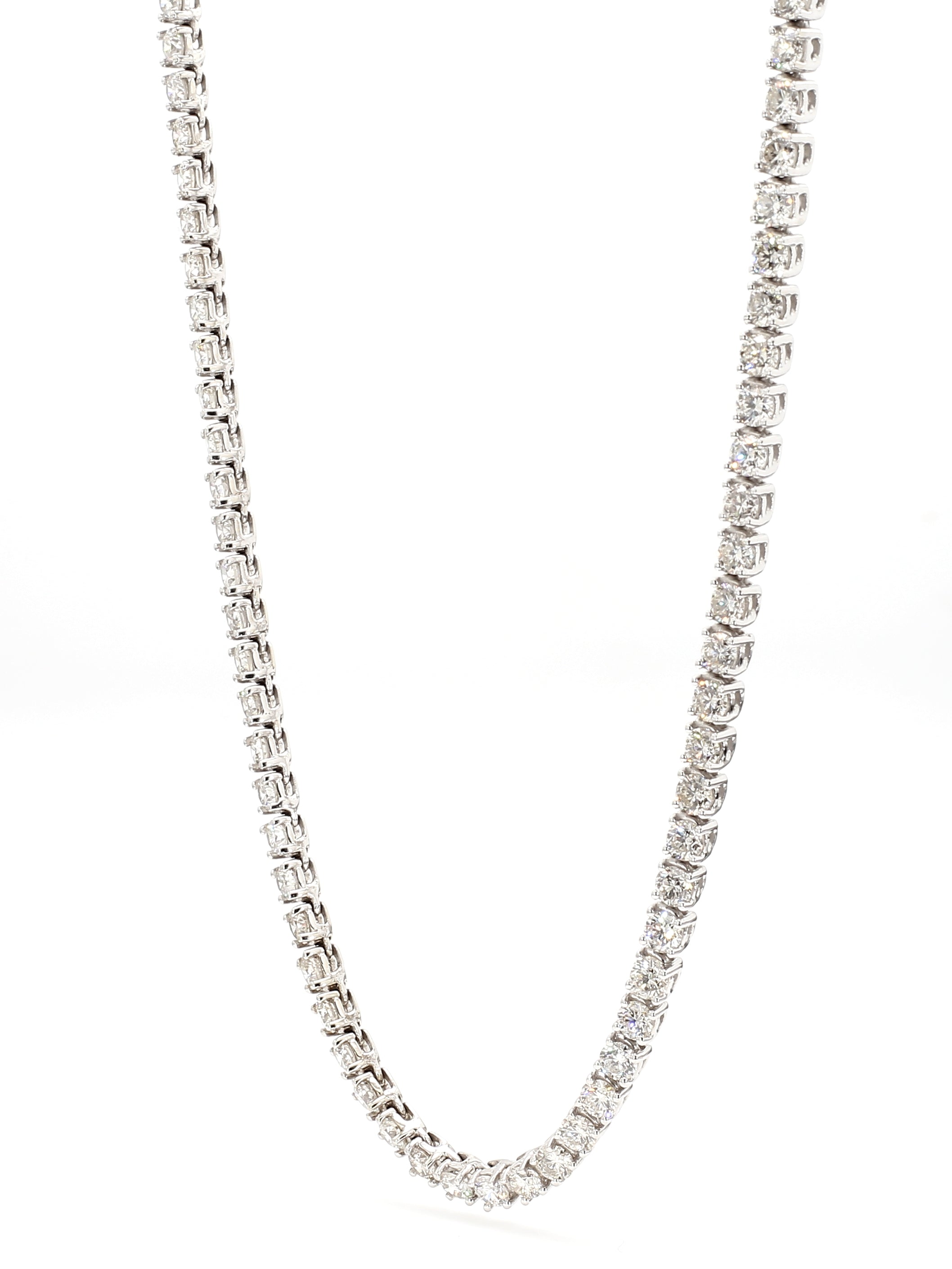 Straightline Diamond Tennis Necklace In White Gold