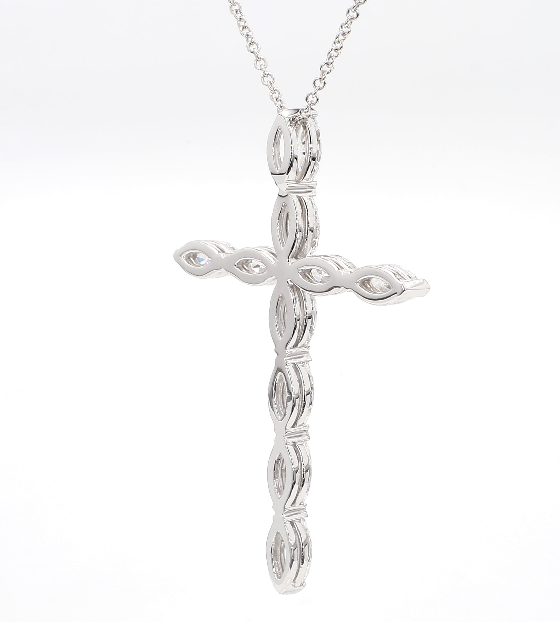 3.02ctw GIA Marquise Diamond Cross Necklace