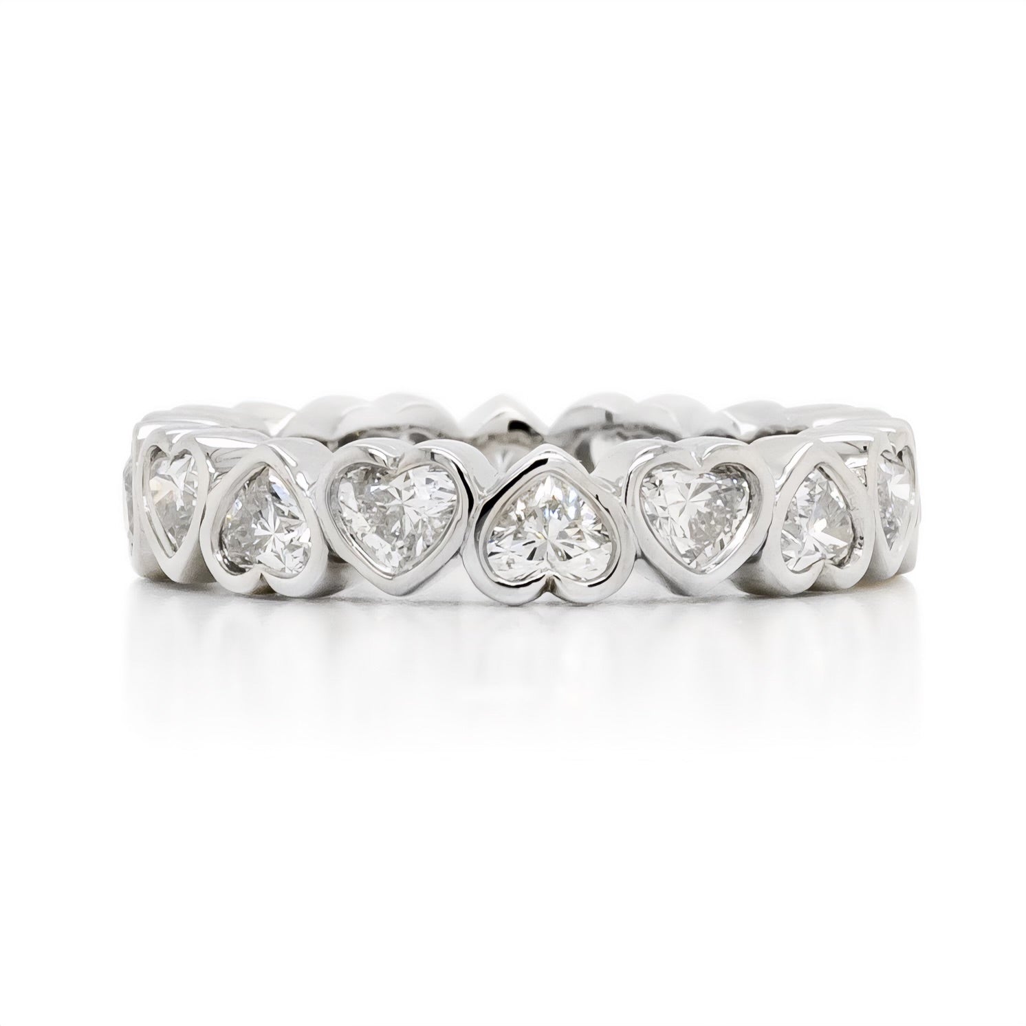 Bezel-Set Heart Shape Diamond Eternity Band in Platinum